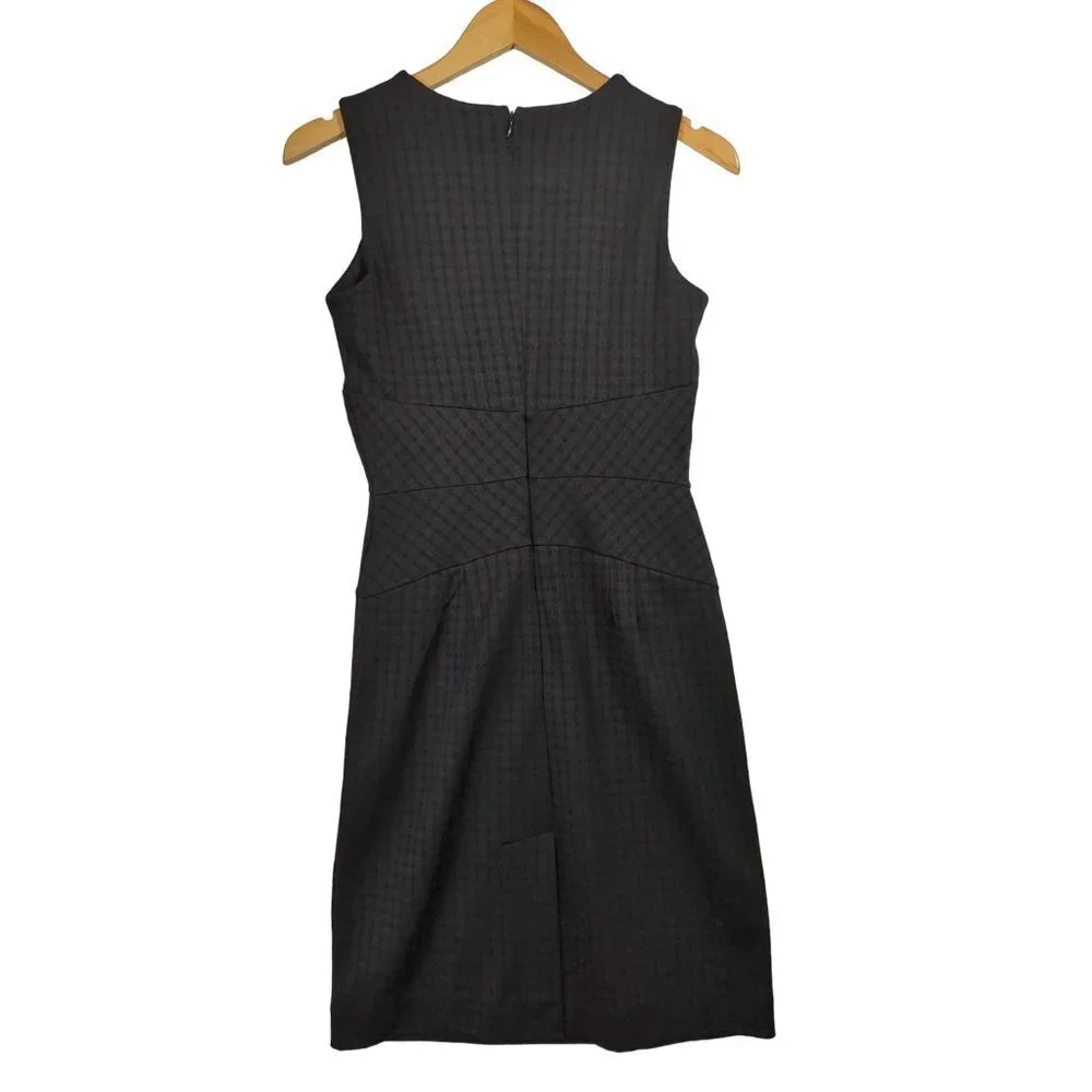 Banana Republic Sheath Dress Womens 0 Black Check Career Preppy Capsule Polished